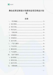 舞臺皮革定制設計創新創業項目商業計劃書