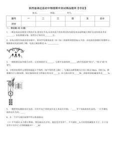 陜西省靖邊縣初中物理期中測試精品題庫【奪冠】