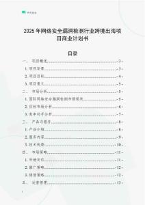 2025年網(wǎng)絡(luò)安全漏洞檢測行業(yè)跨境出海項(xiàng)目商業(yè)計(jì)劃書