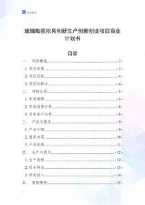 玻璃陶瓷炊具創新生產創新創業項目商業計劃書