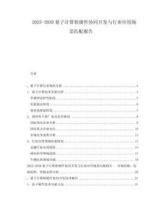 2025-2030量子計(jì)算軟硬件協(xié)同開發(fā)與行業(yè)應(yīng)用場(chǎng)景匹配報(bào)告