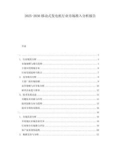 2025-2030移動式發(fā)電機(jī)行業(yè)市場準(zhǔn)入分析報(bào)告