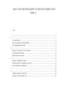 2025-2030新型垂直起降飛行器在醫(yī)療救援中的應用潛力