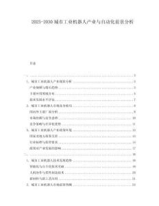 2025-2030城市工業(yè)機(jī)器人產(chǎn)業(yè)與自動化前景分析