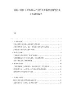 2025-2030工業(yè)機(jī)器人產(chǎn)業(yè)鏈供需狀況及投資回報(bào)分析研究報(bào)告