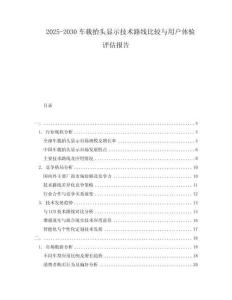 2025-2030車載抬頭顯示技術路線比較與用戶體驗評估報告