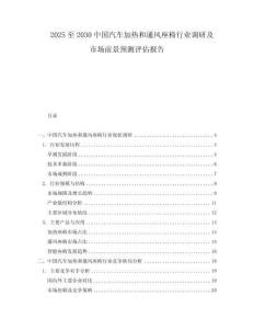 2025至2030中國汽車加熱和通風座椅行業調研及市場前景預測評估報告