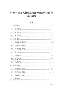 2025年機器人舞蹈班行業跨境出海項目商業計劃書