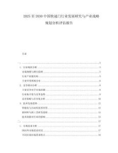 2025至2030中國快速門行業(yè)發(fā)展研究與產(chǎn)業(yè)戰(zhàn)略規(guī)劃分析評估報告