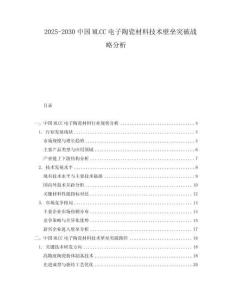 2025-2030中國MLCC電子陶瓷材料技術壁壘突破戰略分析