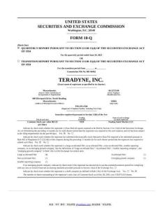 【SEC-2025行業(yè)研究報(bào)告】Form 10-Q TERADYNE INC