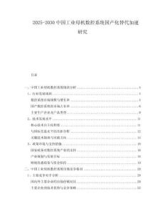 2025-2030中國工業(yè)母機數控系統(tǒng)國產化替代加速研究