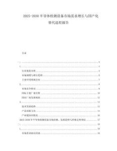 2025-2030半導(dǎo)體檢測(cè)設(shè)備市場(chǎng)需求增長(zhǎng)與國(guó)產(chǎn)化替代進(jìn)程報(bào)告