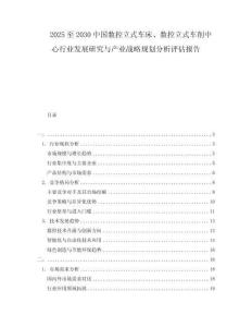 2025至2030中國數控立式車床、數控立式車削中心行業發展研究與產業戰略規劃分析評估報告