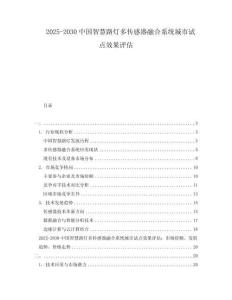 2025-2030中國智慧路燈多傳感器融合系統城市試點效果評估