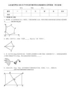 山東省芝罘區2025年下半年初中數學單元測驗題庫大全帶答案（奪分金卷）