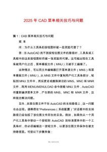 2025年CAD菜單相關(guān)技巧與問題
