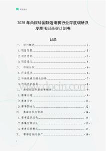 2025年曲棍球國(guó)際邀請(qǐng)賽行業(yè)深度調(diào)研及發(fā)展項(xiàng)目商業(yè)計(jì)劃書