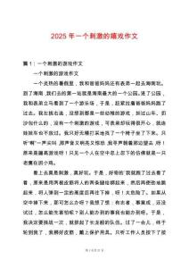 2025年一個刺激的嬉戲作文