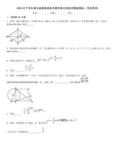 2025年下半年湖北省黃梅縣初中數學單元測驗完整版精品（奪冠系列）