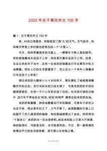 2025年關于寒風作文700字