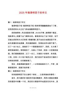 2025年做清明團子的作文