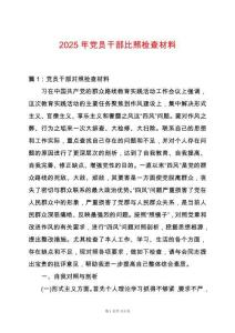 2025年黨員干部比照檢查材料