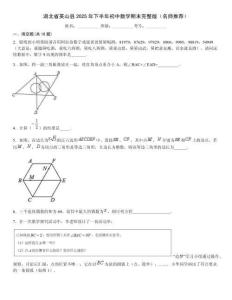 湖北省英山縣2025年下半年初中數學期末完整版（名師推薦）