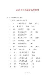 2025年上海最好高校排名