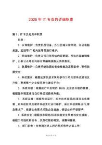2025年IT專員的詳細(xì)職責(zé)
