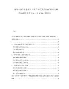 2025-2030半導(dǎo)體材料國產(chǎn)替代政策技術(shù)壁壘突破及供應(yīng)鏈安全評估與發(fā)展路線圖報告