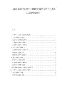 2025-2030中國風電主軸軸承可靠性提升與技術攻關方向研究報告