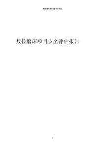 數控磨床項目安全評估報告