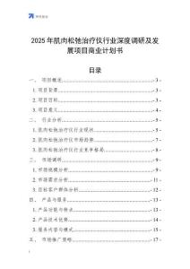 2025年肌肉松弛治療儀行業(yè)深度調(diào)研及發(fā)展項(xiàng)目商業(yè)計(jì)劃書