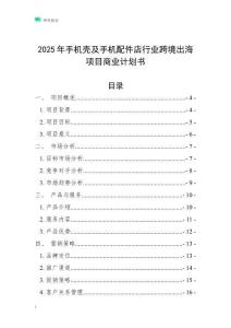 2025年手機殼及手機配件店行業跨境出海項目商業計劃書