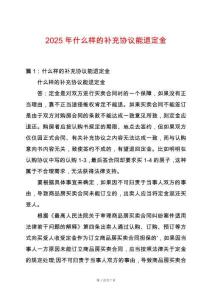2025年什么樣的補(bǔ)充協(xié)議能退定金