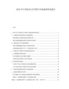 2025年中國杠桿式手推車市場調查研究報告