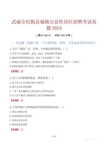 武威市民勤縣城鎮公益性崗位招聘考試真題2024