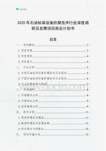2025年石油鉆采設(shè)備防腐技術(shù)行業(yè)深度調(diào)研及發(fā)展項(xiàng)目商業(yè)計(jì)劃書