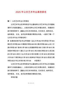 2025年公共藝術專業高校排名