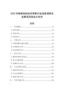 2025年精密銑削技術革新行業深度調研及發展項目商業計劃書