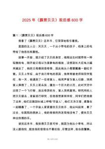 2025年《霹靂貝貝》觀后感600字