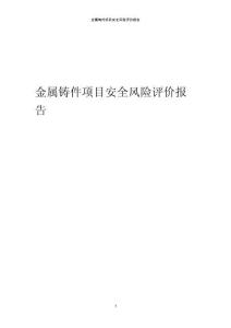 金屬鑄件項目安全風險評價報告