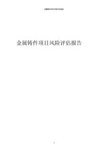 金屬鑄件項(xiàng)目風(fēng)險(xiǎn)評(píng)估報(bào)告
