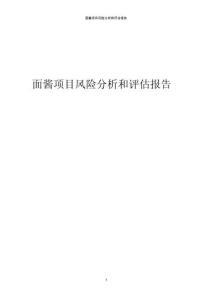 面醬項(xiàng)目風(fēng)險(xiǎn)分析和評估報(bào)告