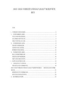 2025-2030中國醫藥專利布局與知識產權保護研究報告