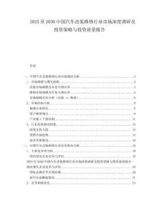 2025至2030中國汽車改裝維修行業市場深度調研及投資策略與投資前景報告