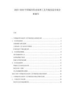 2025-2030中國城市給水處理工藝升級改造市場分析報告