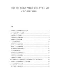 2025-2030中國醫用內窺鏡設備市場競爭格局與國產替代機遇評估報告