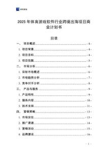 2025年體育游戲軟件行業跨境出海項目商業計劃書